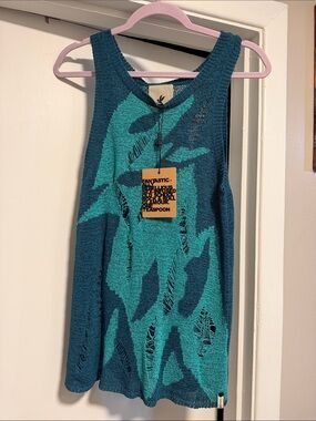 One Teaspoon Teal Knit Tank Top